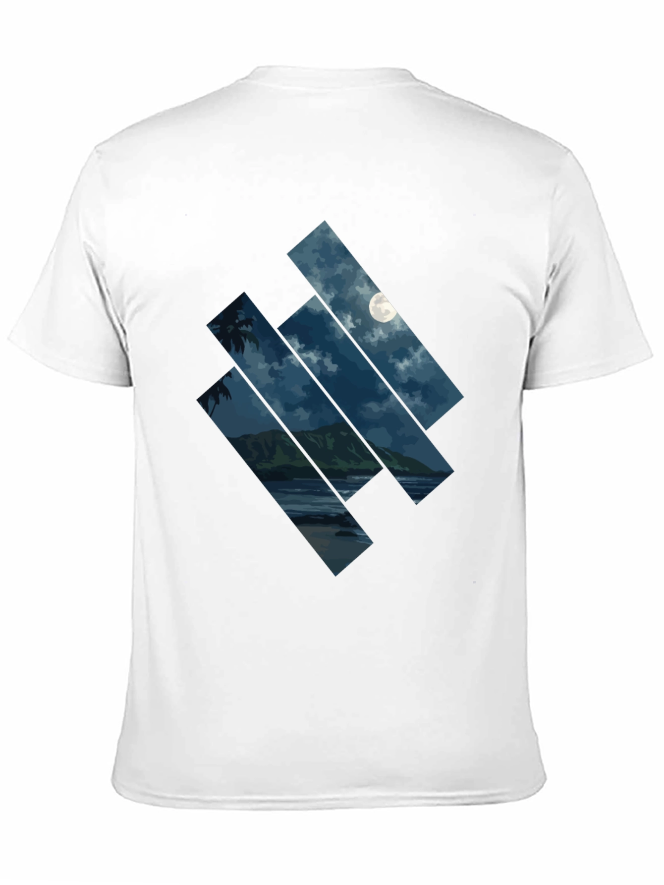 Moonlit Beach Graphic Tee - Men's Black T-Shirt - 11