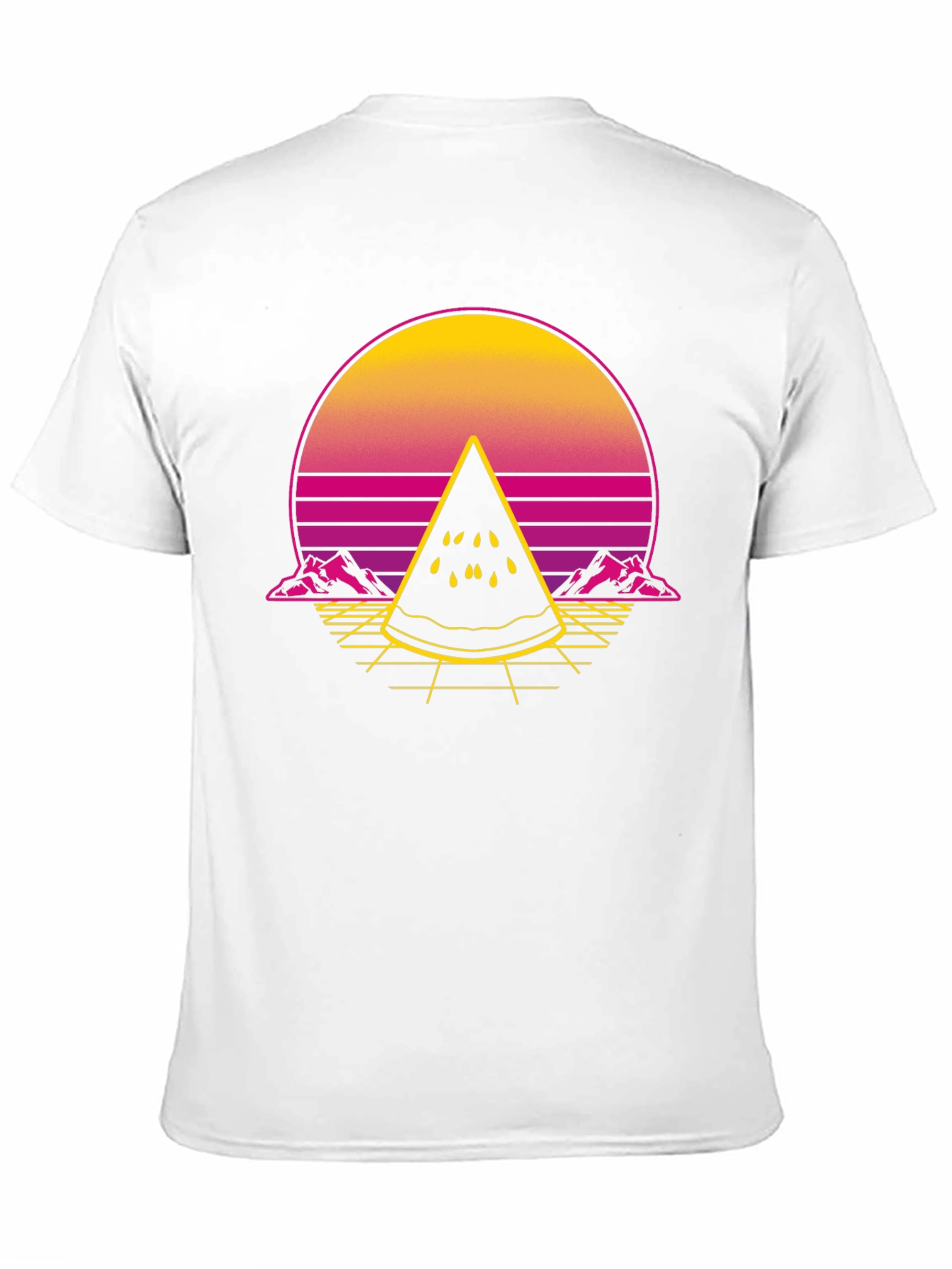 Black Retro Sunset Watermelon Slice T-Shirt view 11