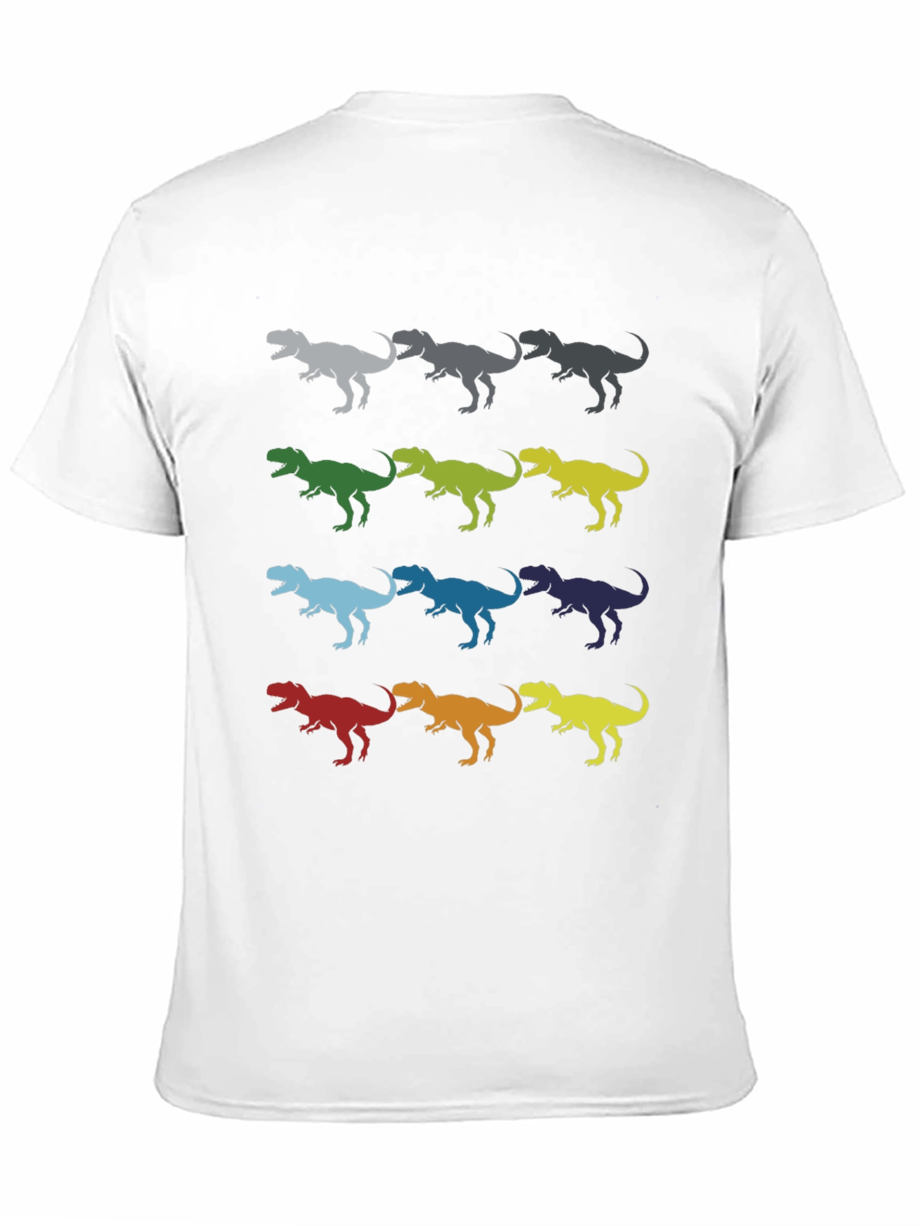Black Dinosaur T-Rex Pattern Black Cotton T-Shirt view 11