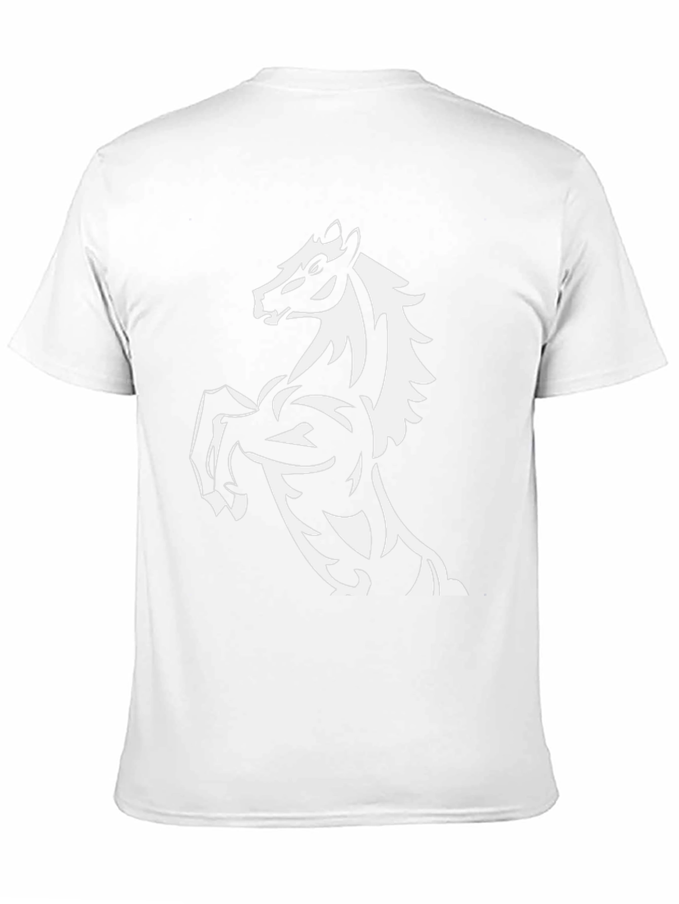 Black Men's Black T-Shirt with Horse Graphic view 11