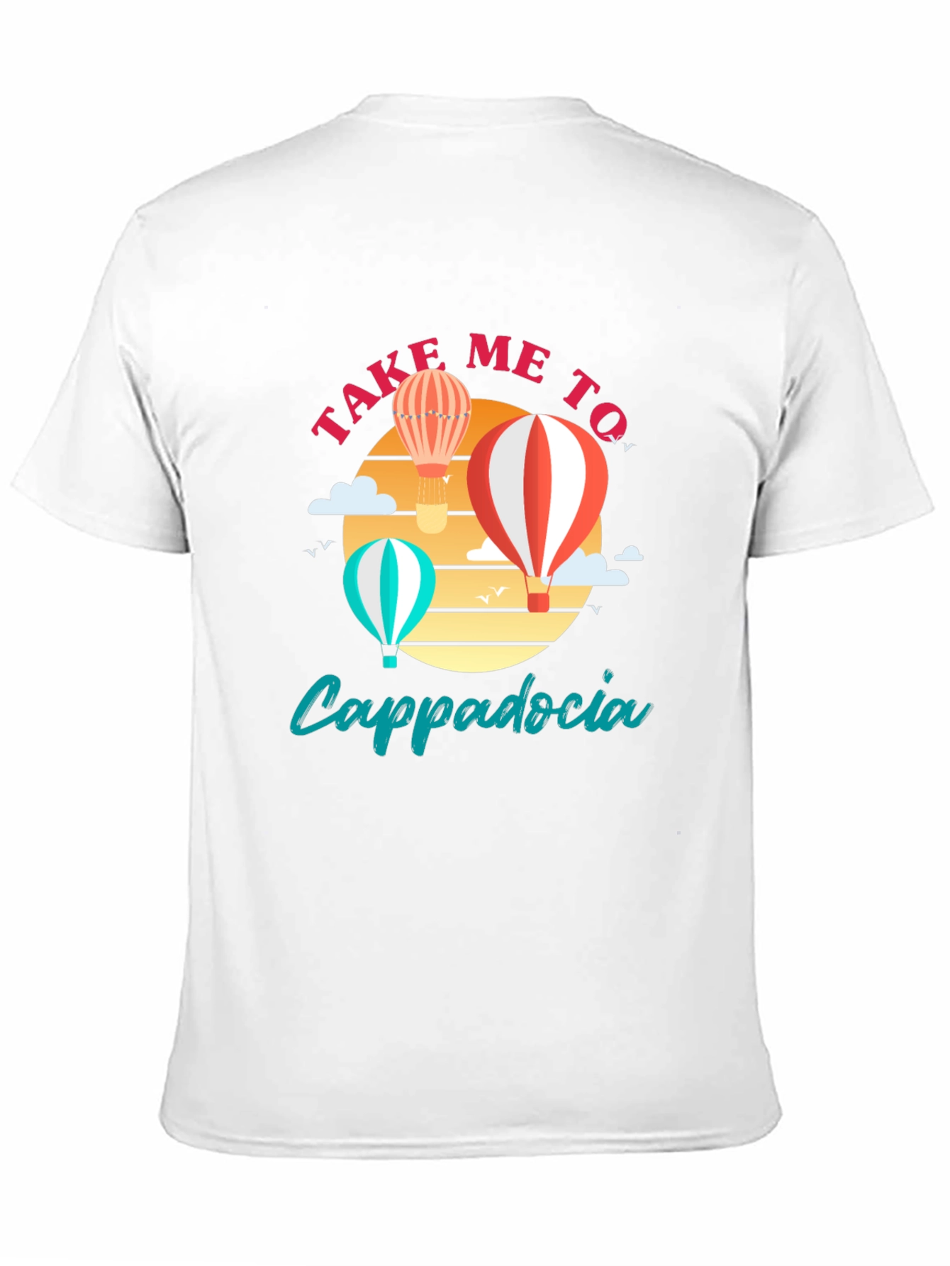 Black Cappadocia Hot Air Balloon T-Shirt view 11