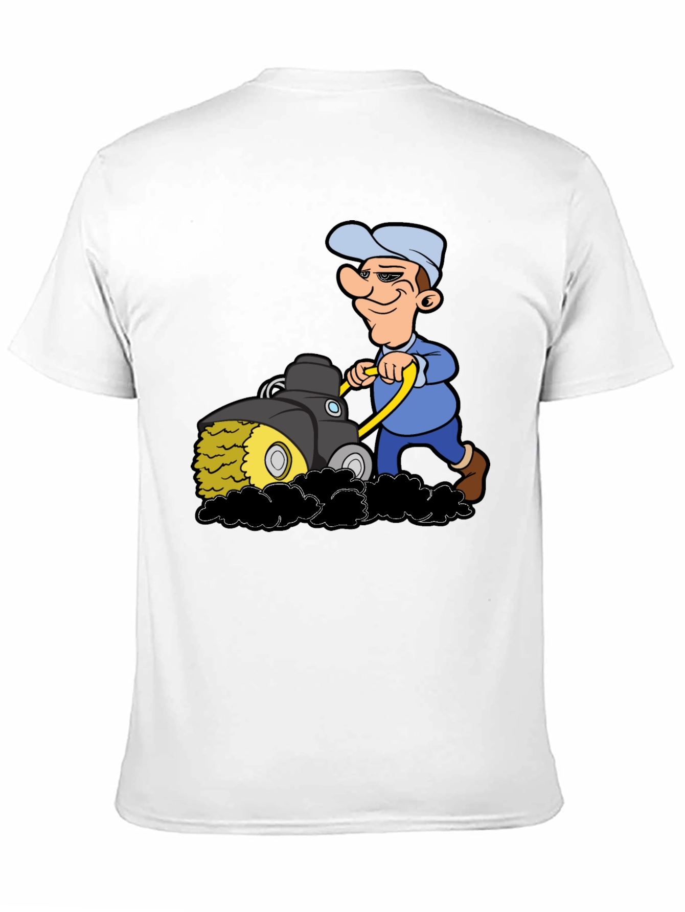 Black Cartoon Lawn Mower T-Shirt view 11