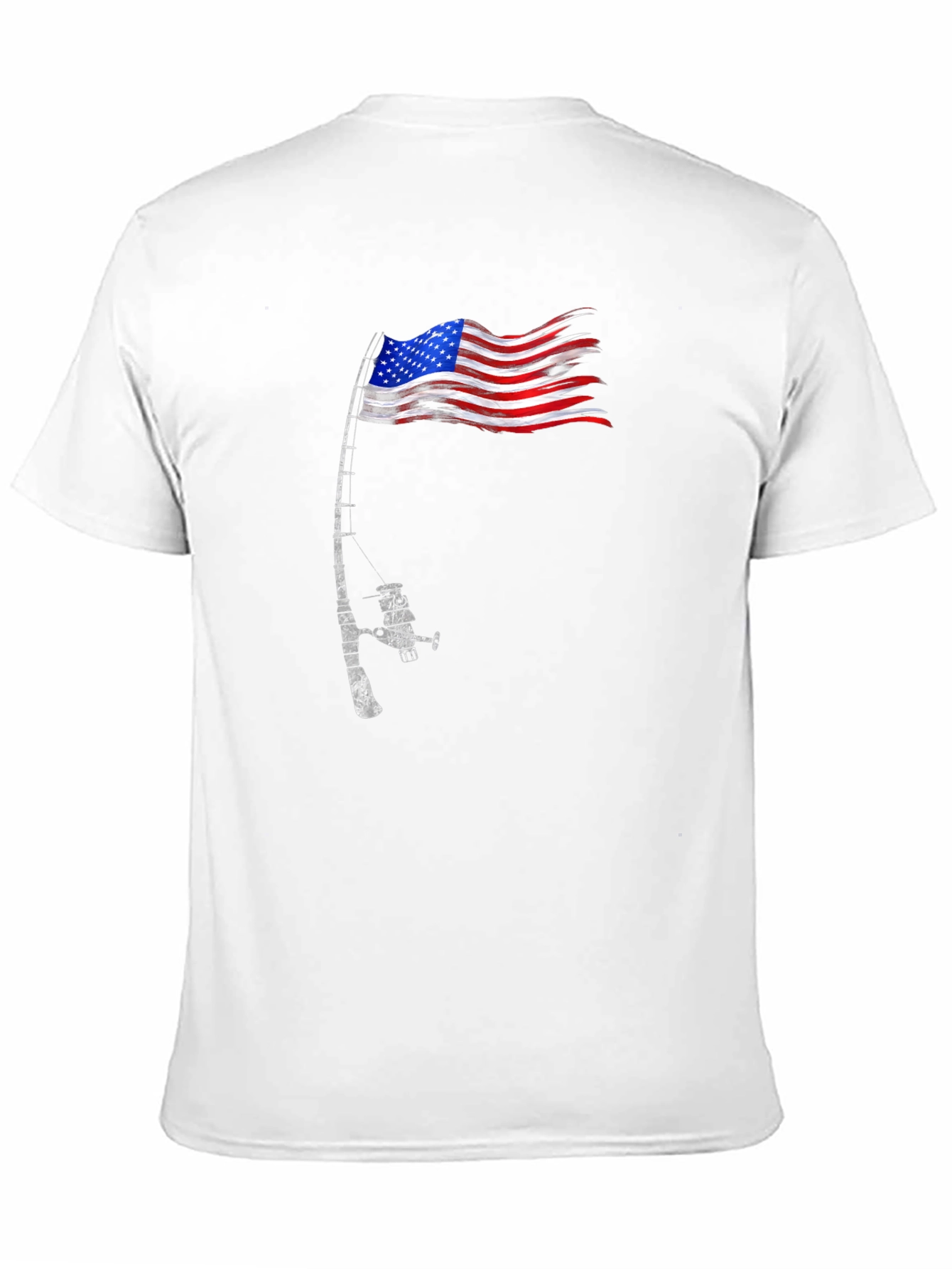Black American Flag Fishing T-Shirt - Patriotic Angler view 11