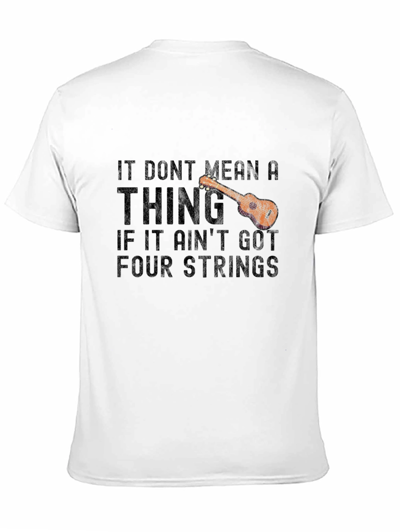 Black Ukulele Four Strings Graphic T-Shirt view 11