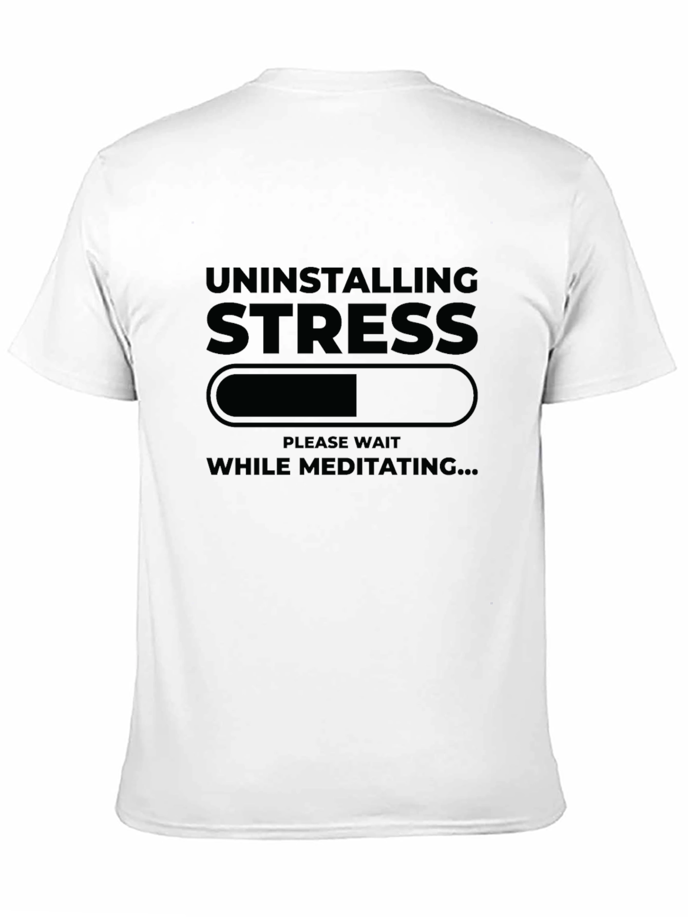 Black Uninstalling Stress Funny Meditation T-Shirt view 11
