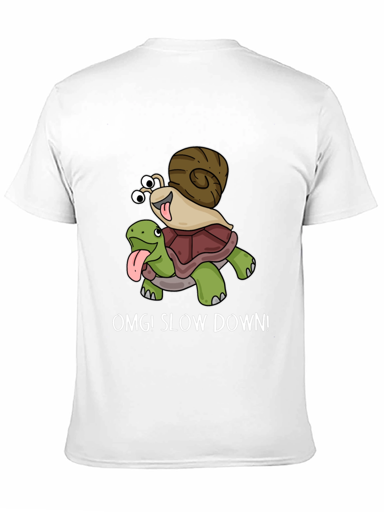 Black OMG! Slow Down T-Shirt Snail Riding Turtle view 11