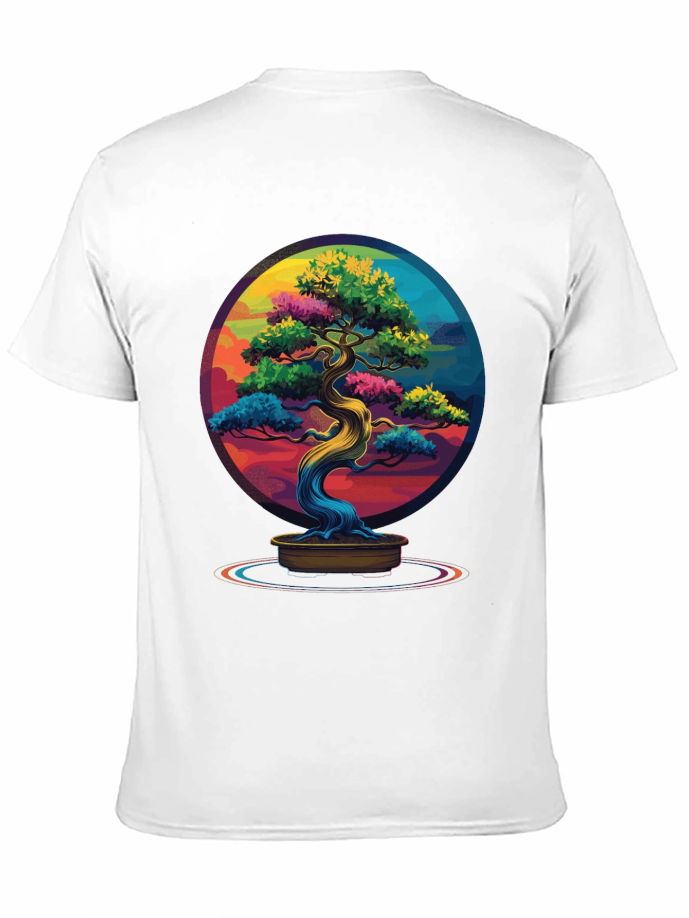 Black Colorful Bonsai Tree Graphic Tee - Unique Design view 11