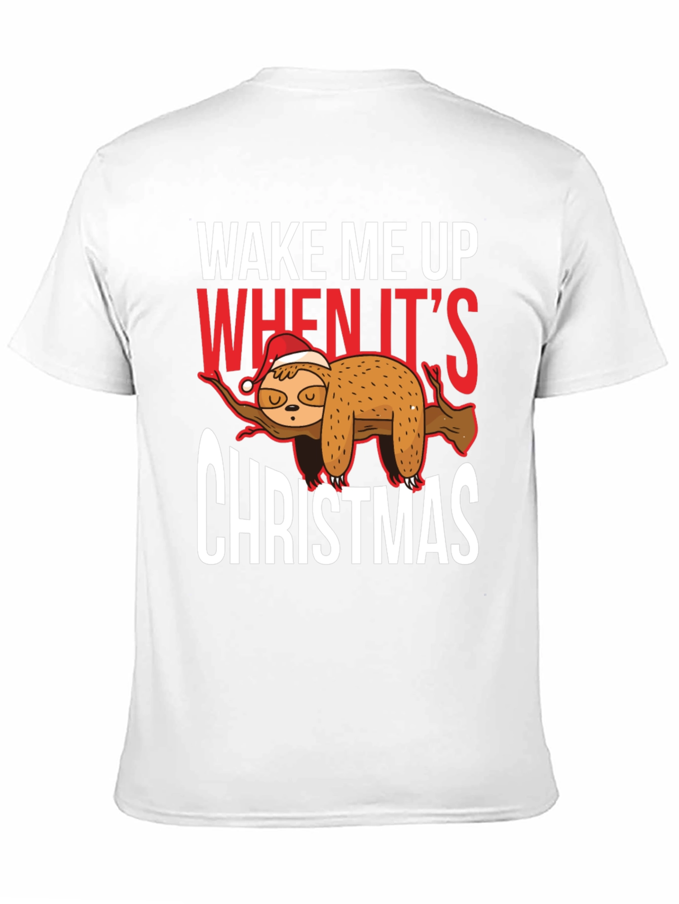 Black Wake Me Up When It's Christmas Sloth T-Shirt view 11