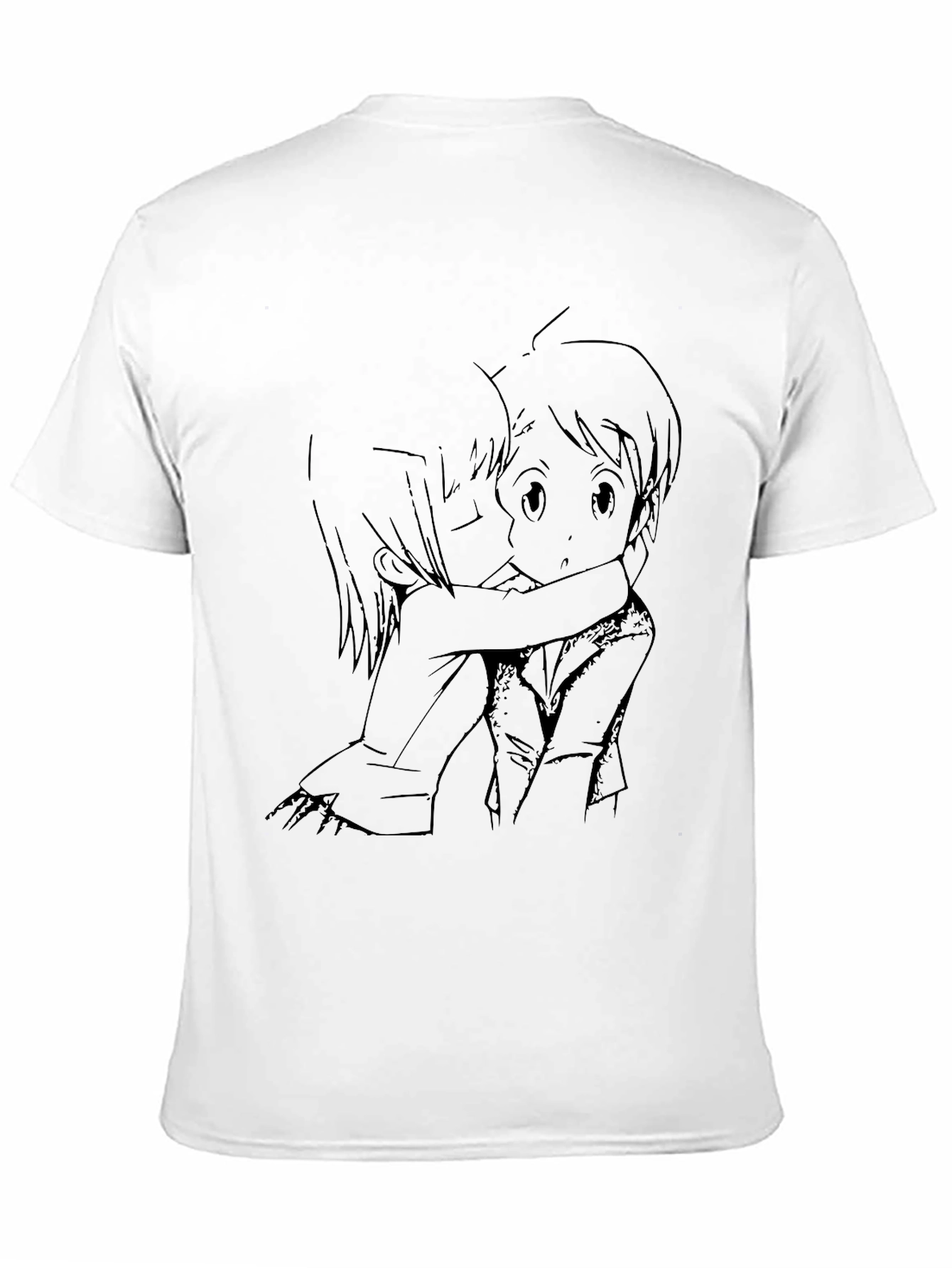 Black Anime Hug Graphic Black T-Shirt view 11
