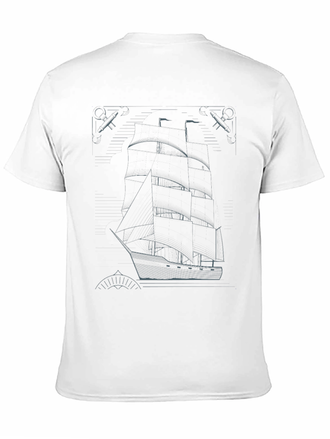 Black Nautical Blueprint T-Shirt - Black Ship Graphic Tee view 11