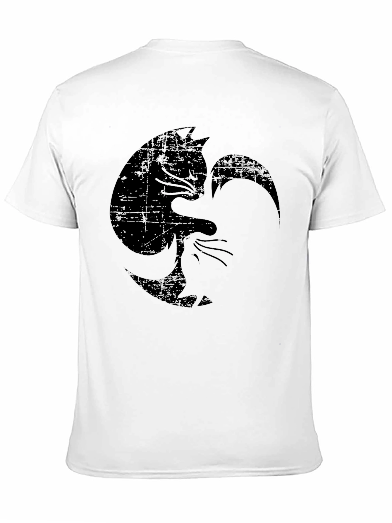 Black Distressed Yin Yang Cat Graphic Tee view 11
