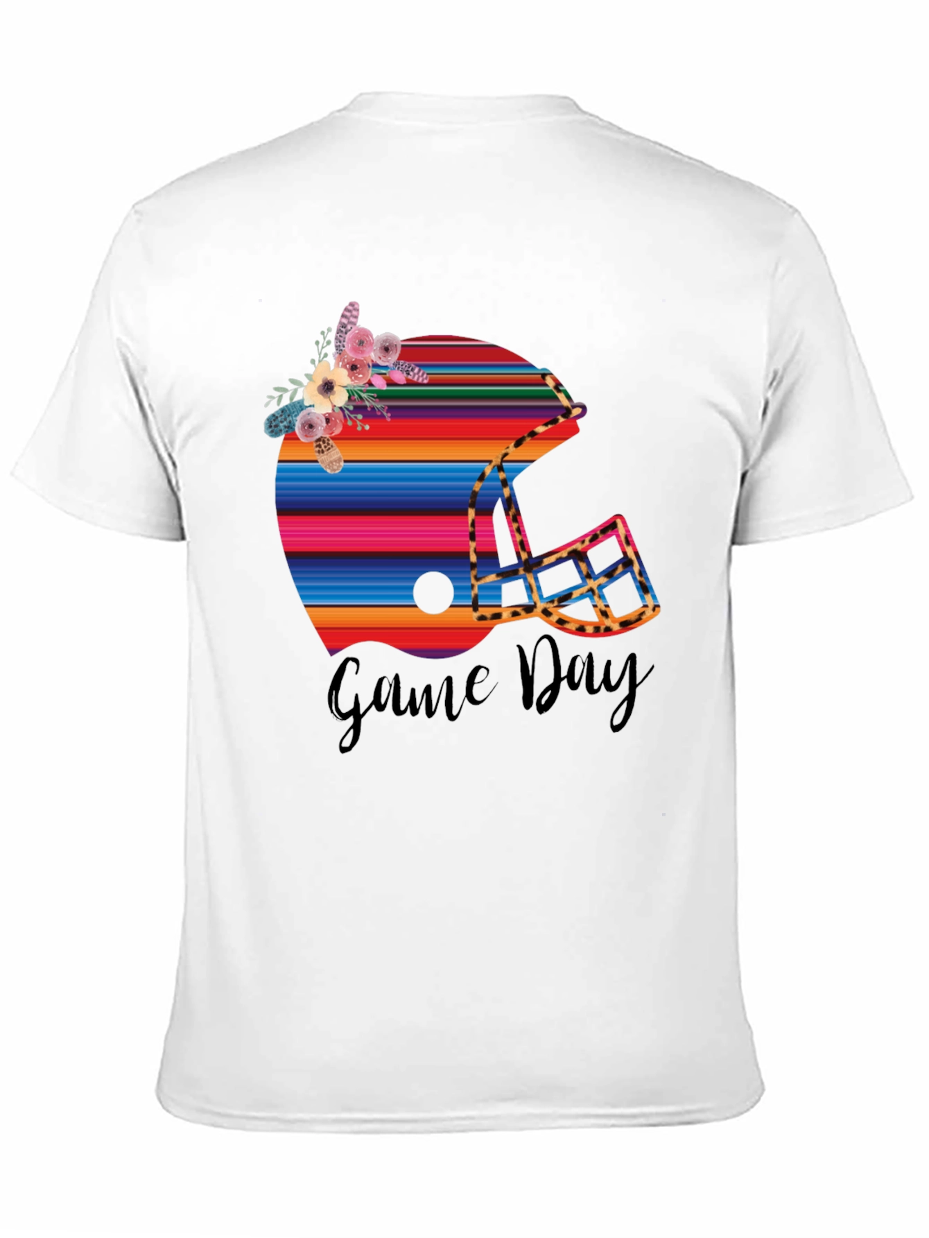 Black Game Day Football Helmet Graphic Tee view 11