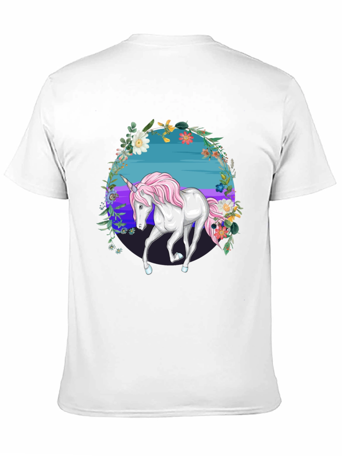 Black Unicorn Floral Graphic Tee - Black Cotton Blend view 11