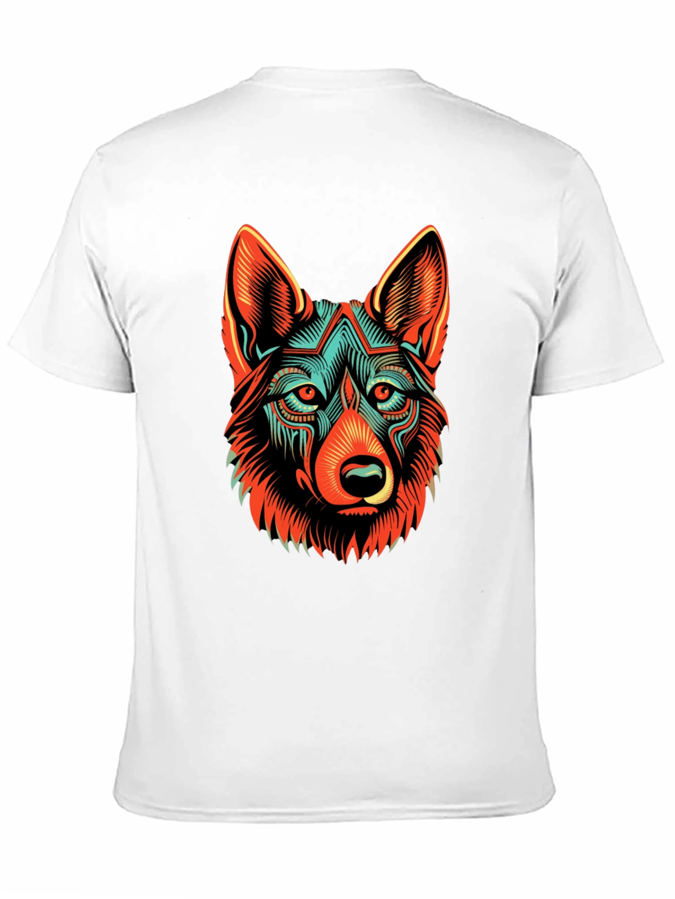 Black Abstract Wolf Graphic Black T-Shirt view 11