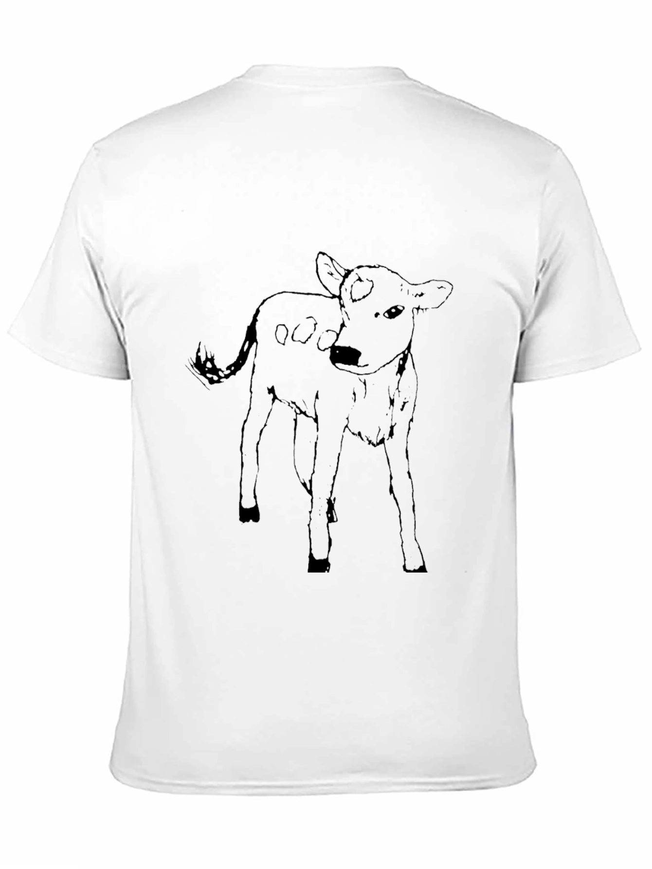 Black Calf Sketch Black Tee - Unisex Graphic T-Shirt view 11