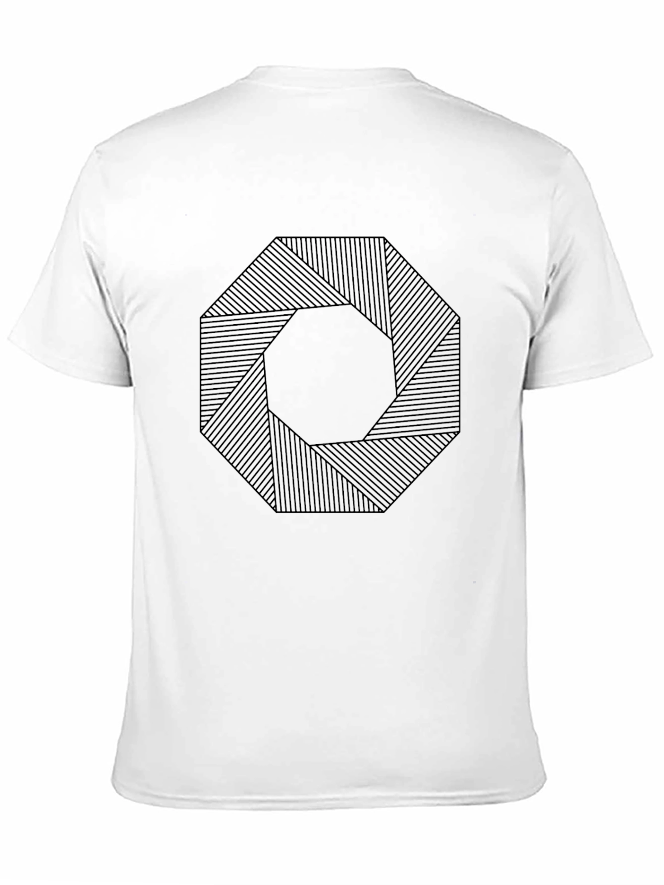 Black Geometric Octagon Pattern Black T-Shirt view 11