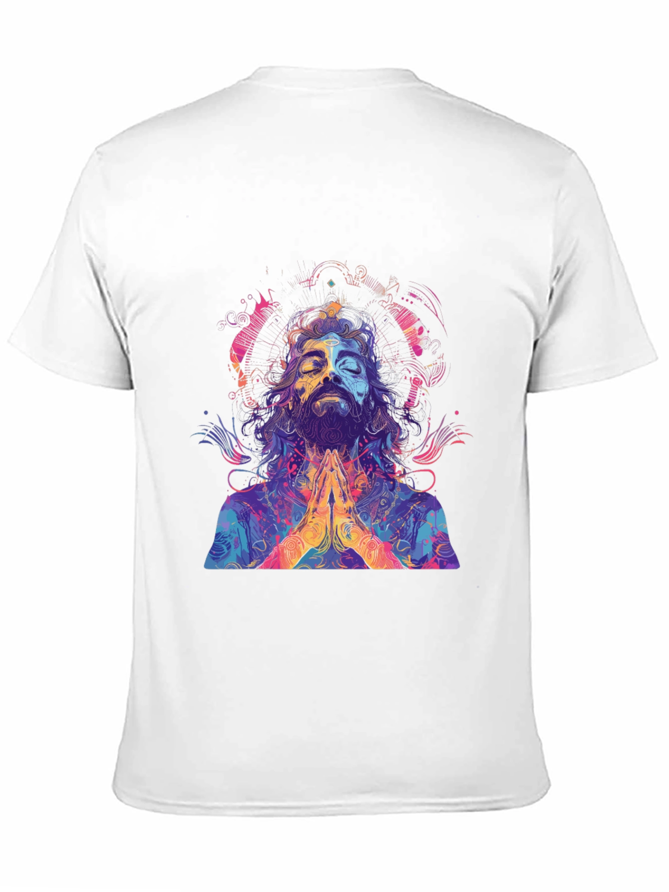 Black Psychedelic Meditating Man Graphic Tee view 11