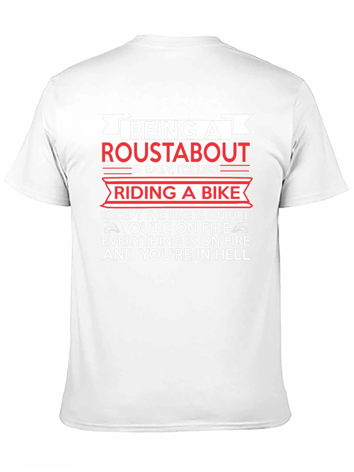 Black Roustabout T-Shirt: Riding a Bike in Hell Humor view 11