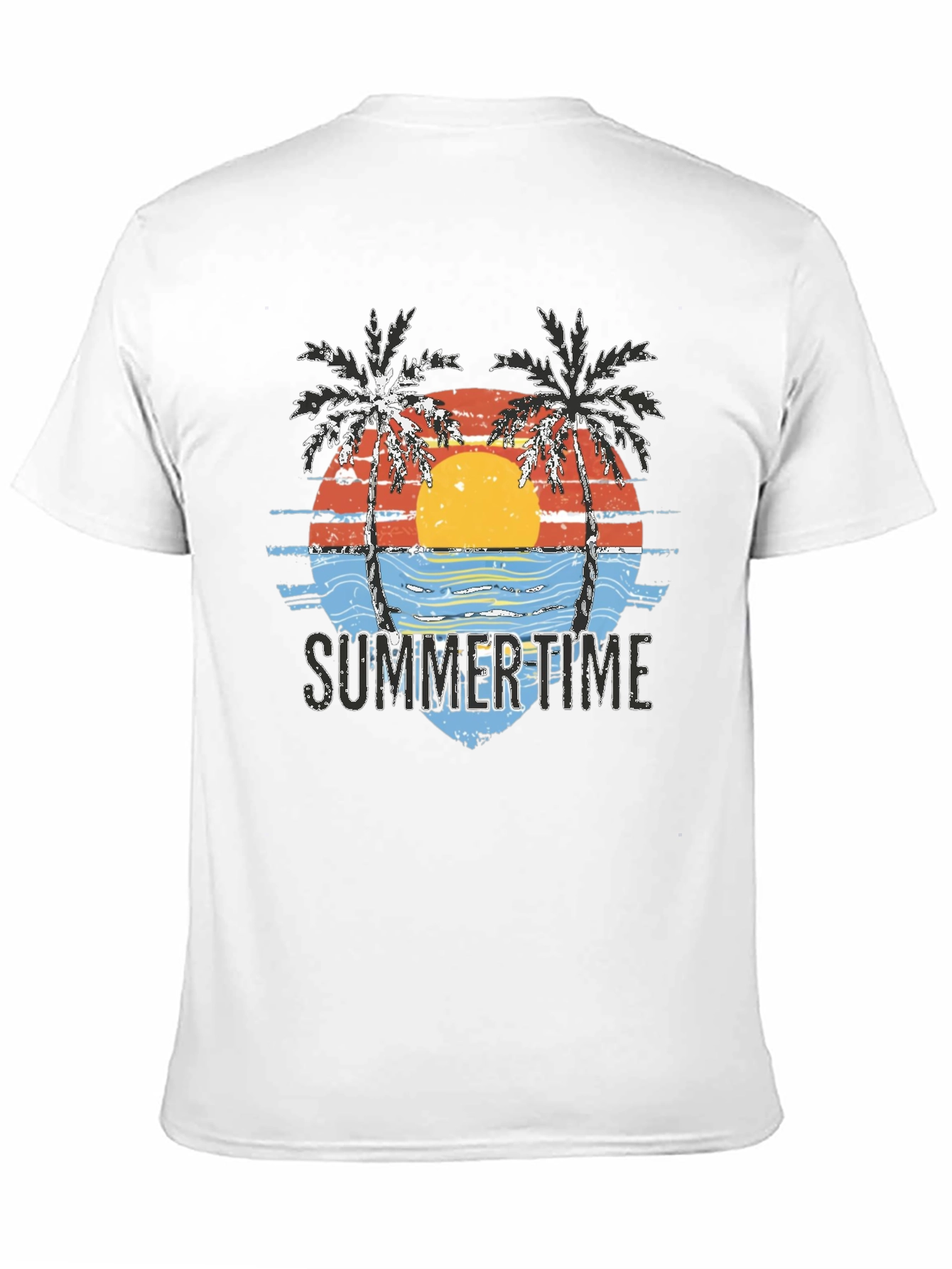 Black Summer Time Palm Tree Graphic Tee - Black view 11
