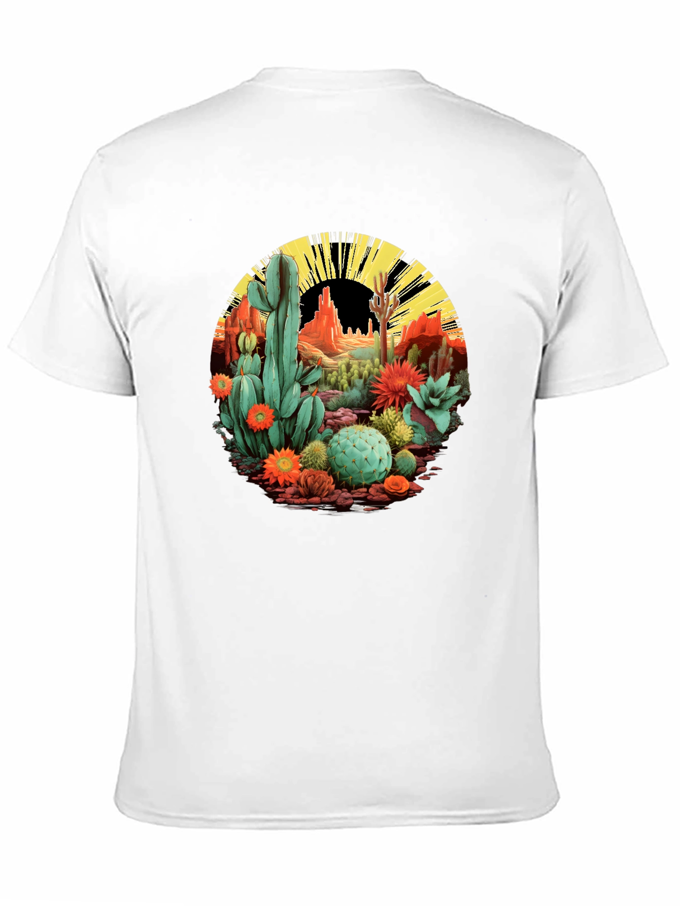 Black Desert Cactus Graphic T-Shirt - Black Cotton Tee view 11