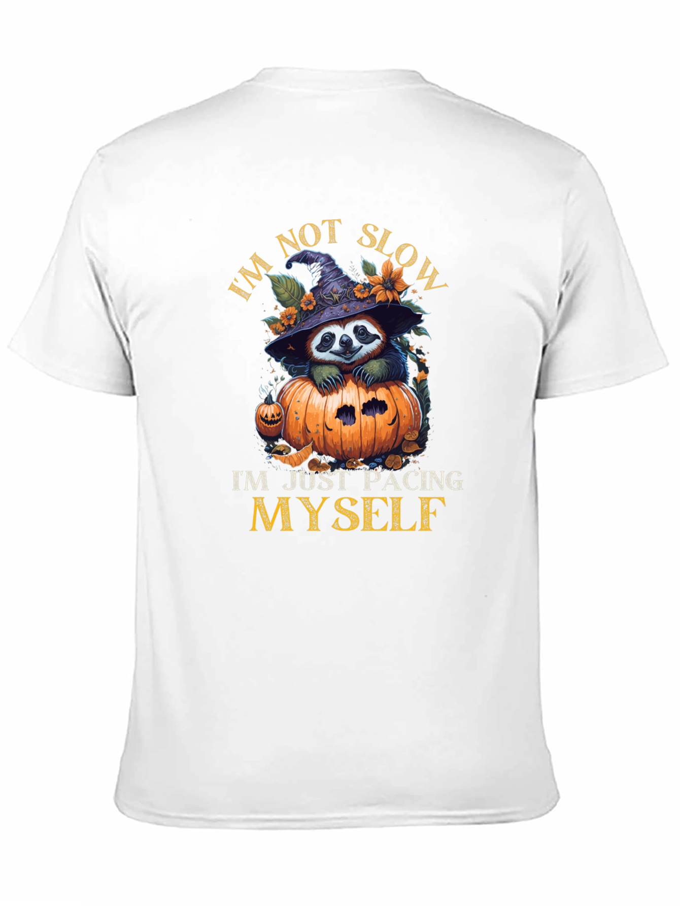 Black Funny Sloth Halloween T-Shirt - I'm Not Slow Pacing Myself view 11