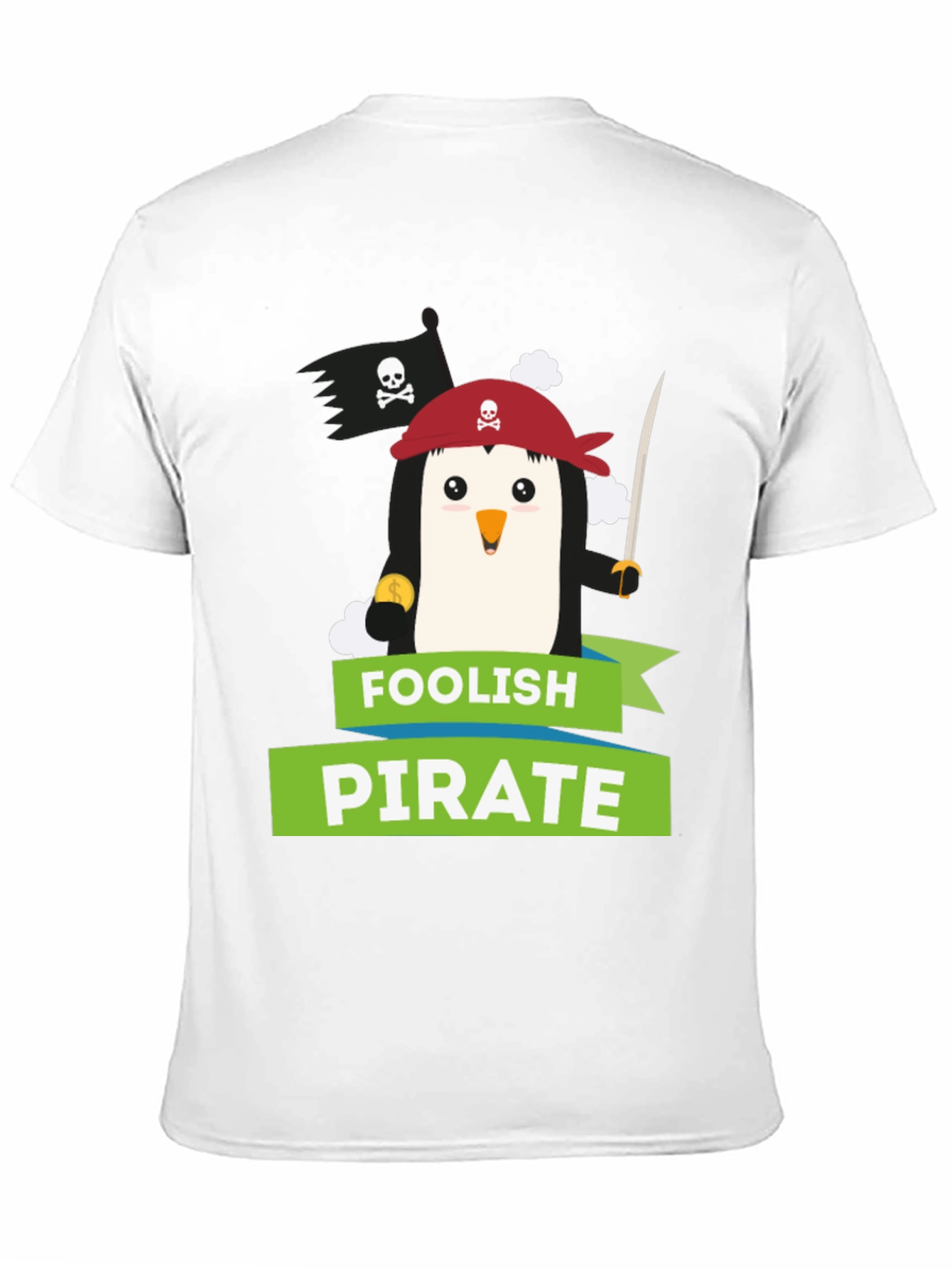 Black Foolish Pirate Penguin Graphic T-Shirt view 11