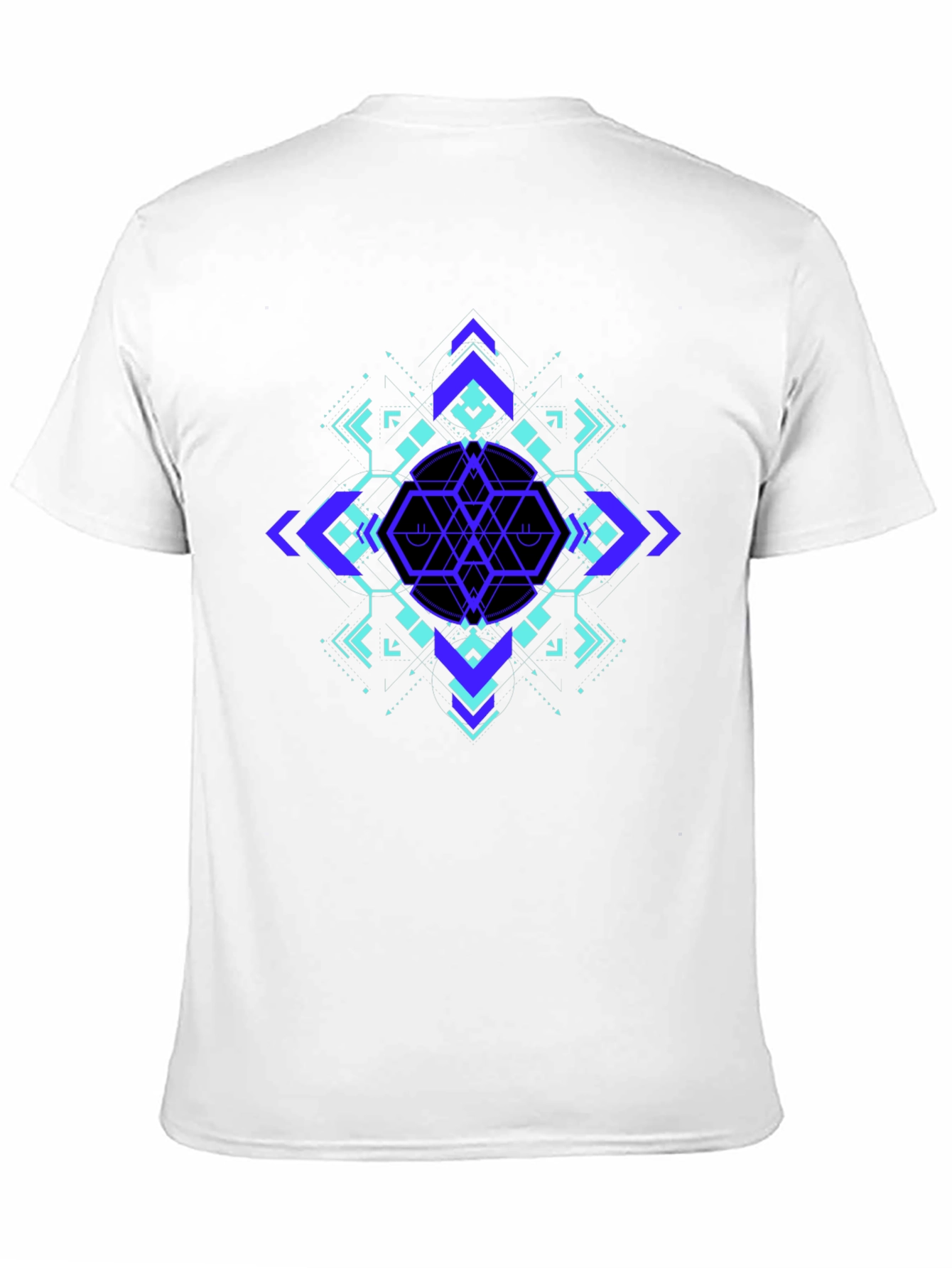Black Geometric Design Black T-Shirt view 11
