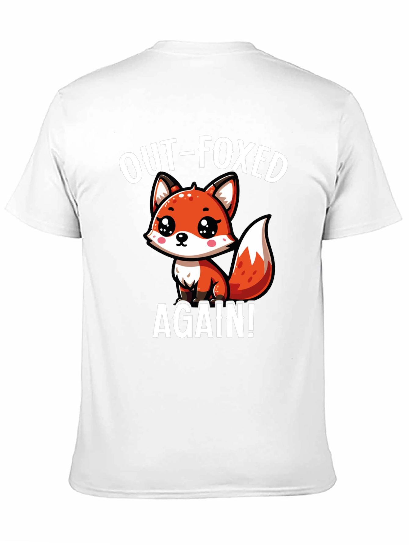 Black Out-Foxed Again! Cute Cartoon Fox Graphic T-Shirt view 11