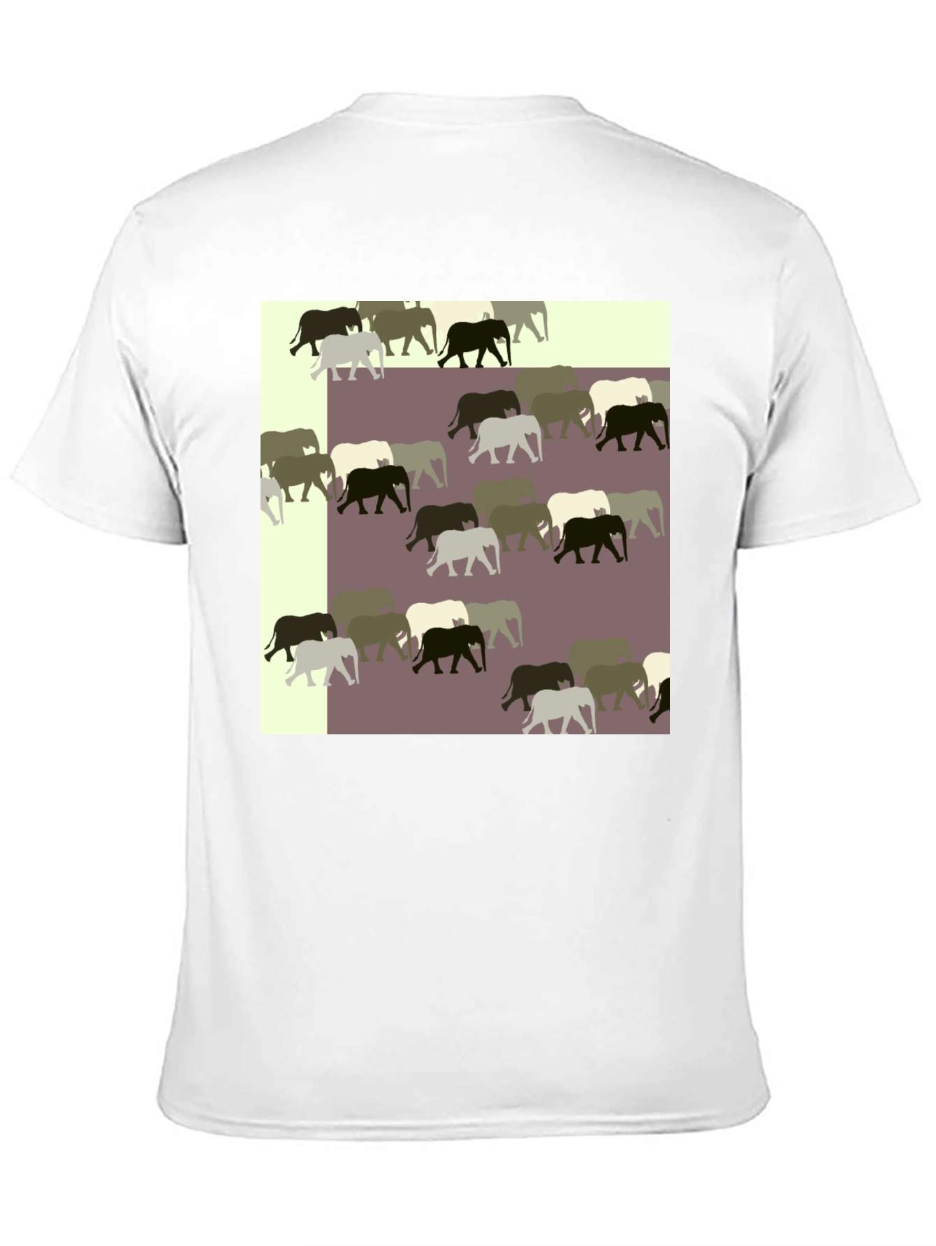 Black Elephant Pattern Black T-Shirt view 11