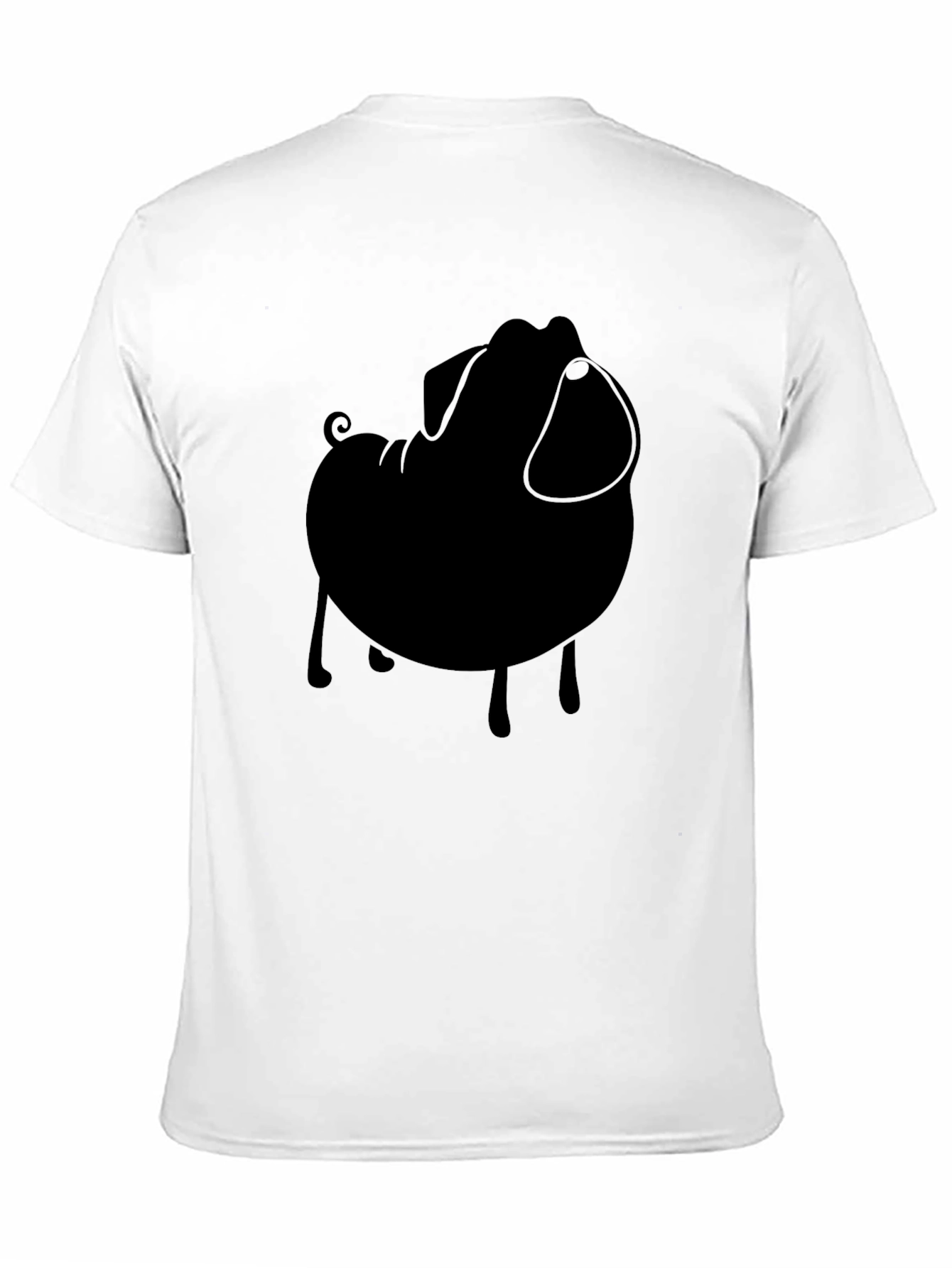 Black Black Pug Silhouette Tee - Modern Casual Style view 11