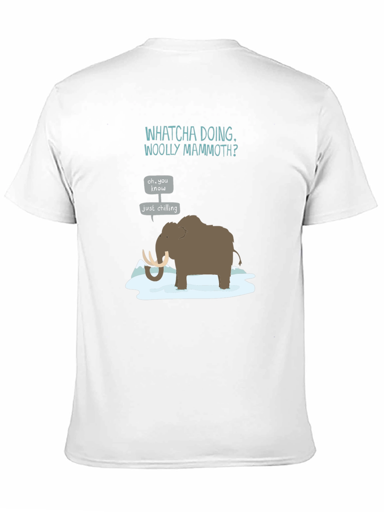 Black Whatcha Doing Woolly Mammoth? Graphic Tee view 11