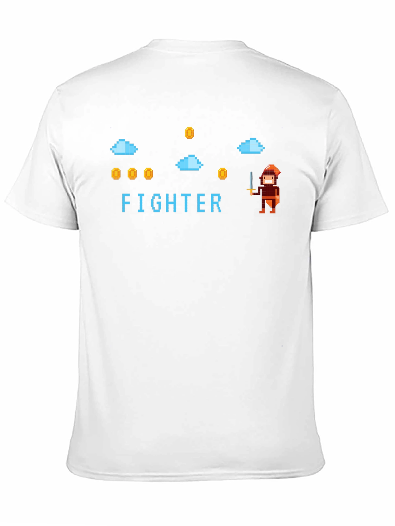 Black Retro Pixel Fighter Graphic T-Shirt view 11