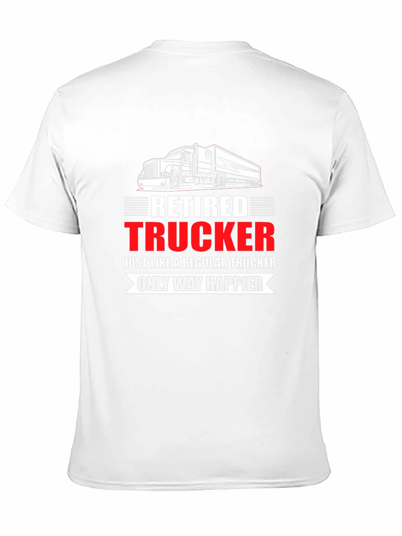 Black Retired Trucker T-Shirt: Happier Life view 11