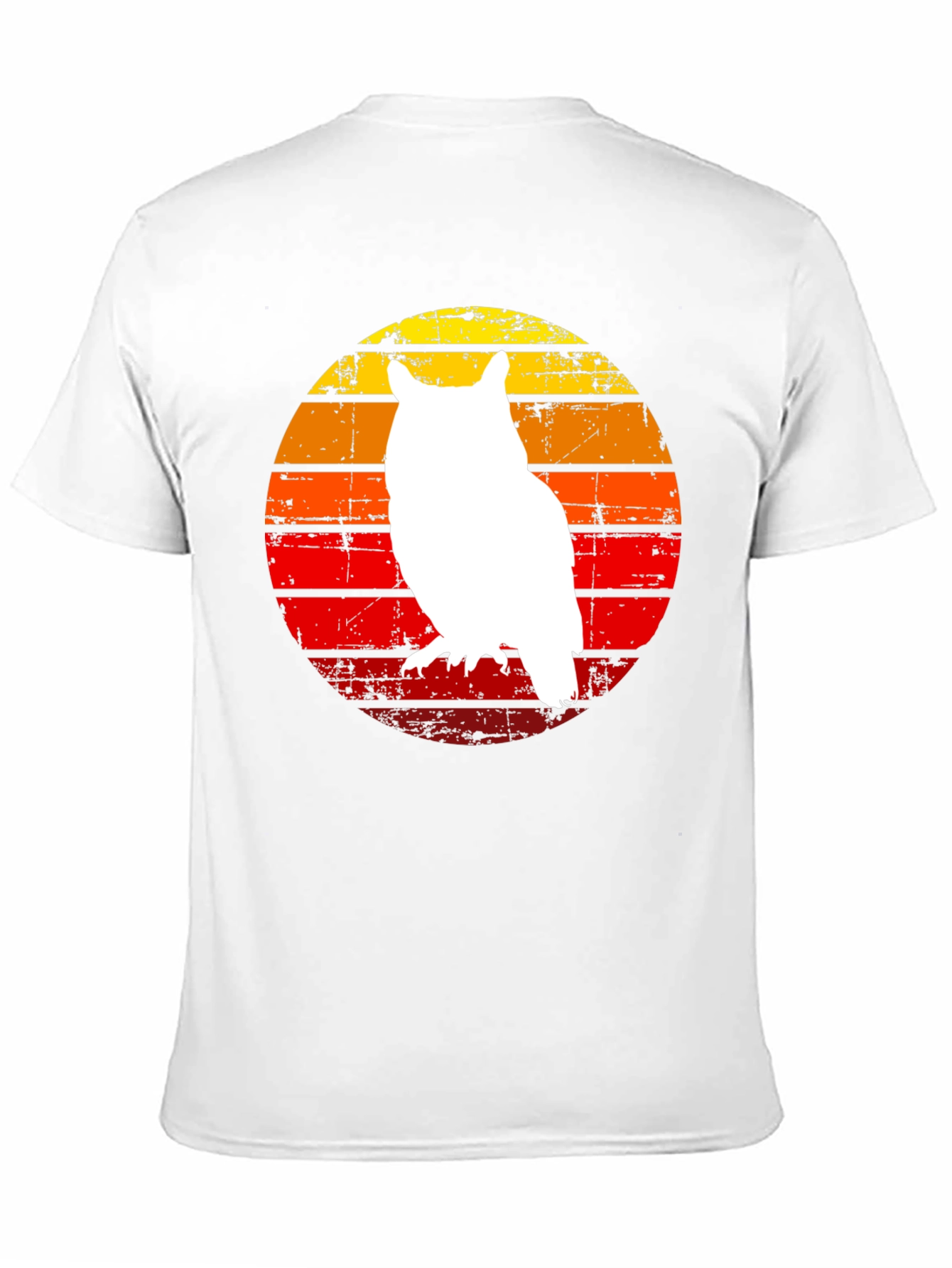 Black Retro Owl Silhouette Black T-Shirt view 11