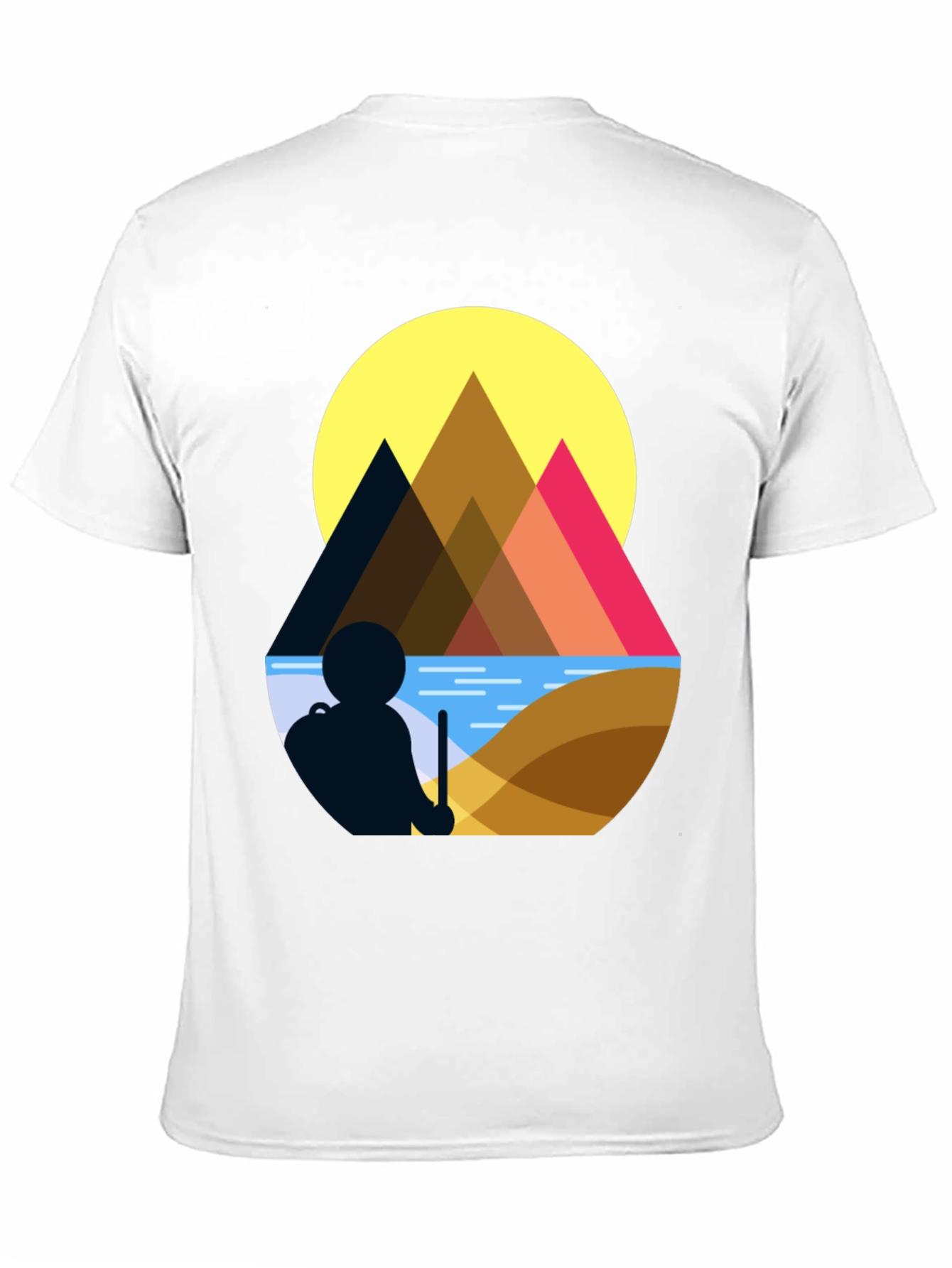 Black Geometric Mountain Scene Graphic Tee view 11