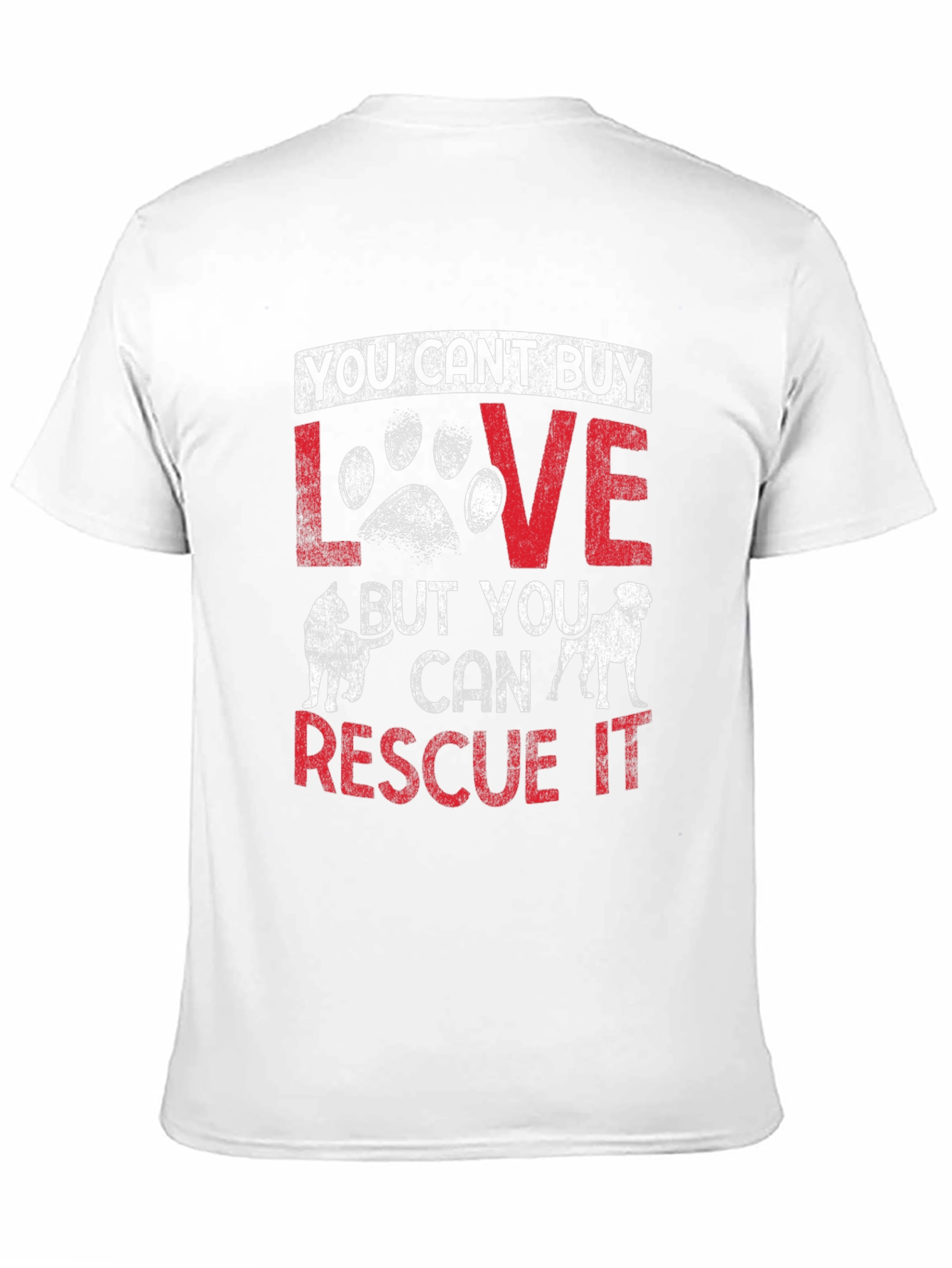 Black Rescue Dog Lover T-Shirt - "You Can't Buy Love, Rescue It" view 11