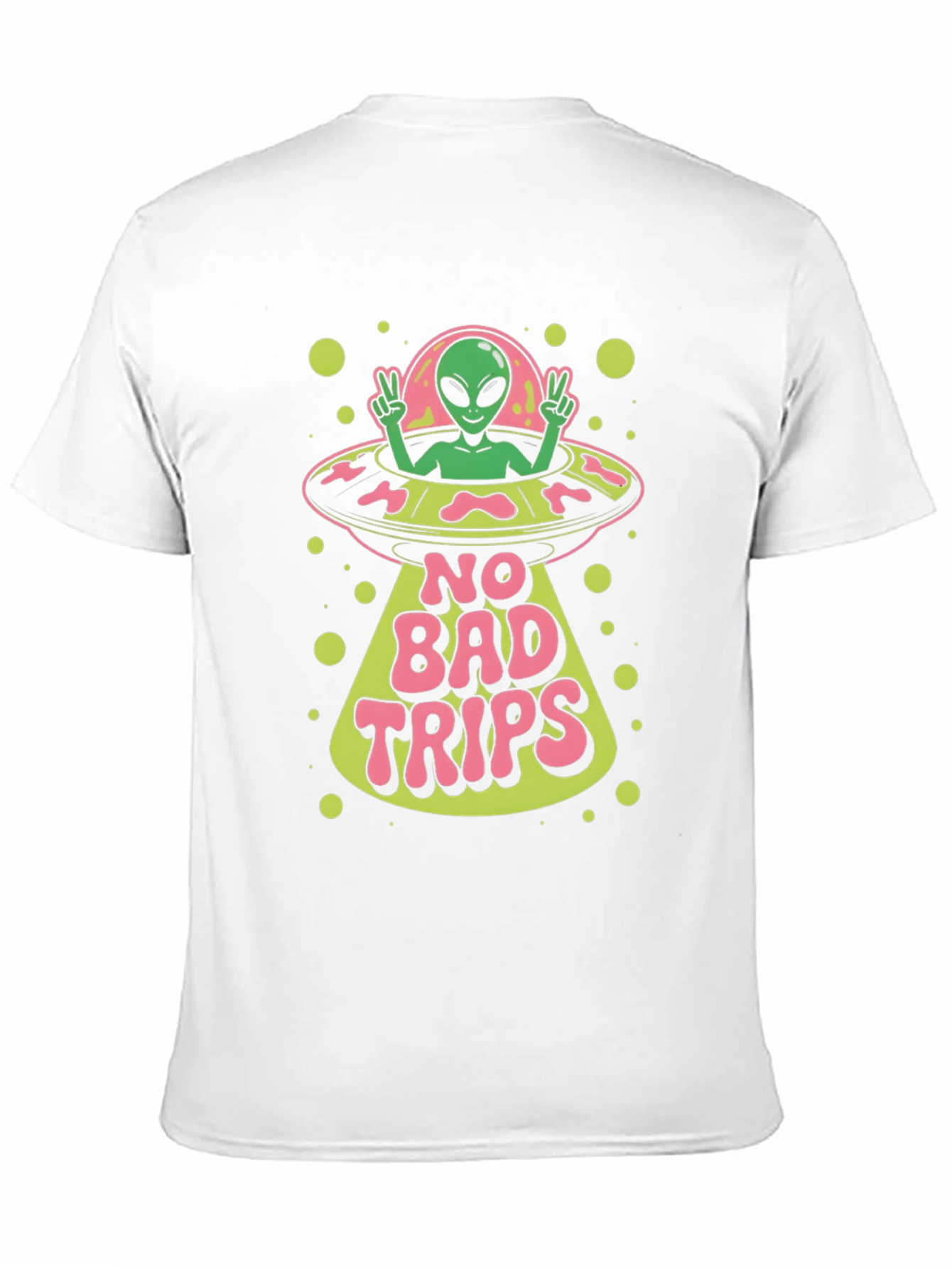 Black No Bad Trips Alien UFO Graphic T-Shirt view 11