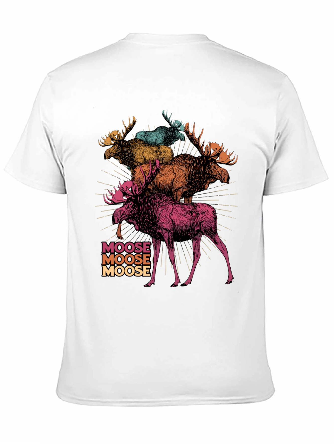 Black Moose Stack Graphic T-Shirt - Cool Colorful Design view 11