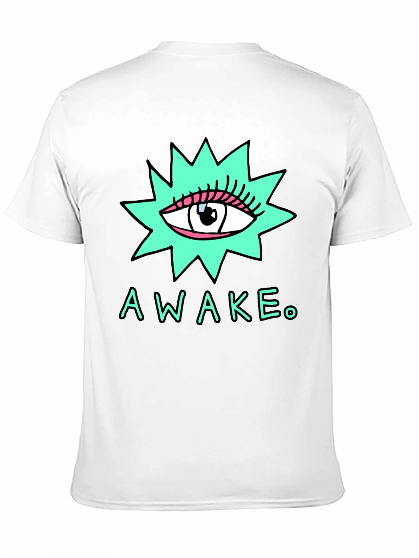 Black Eye-Catching "Awake" Graphic Print Black T-Shirt view 11