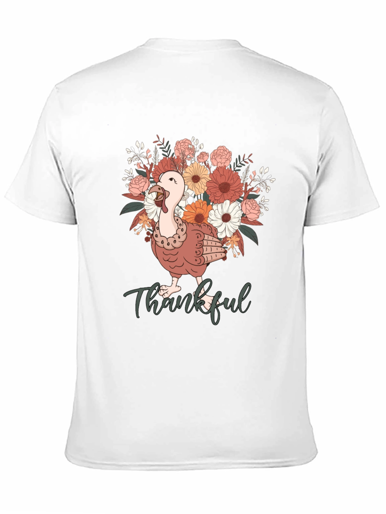 Black Thankful Turkey Floral T-Shirt view 11