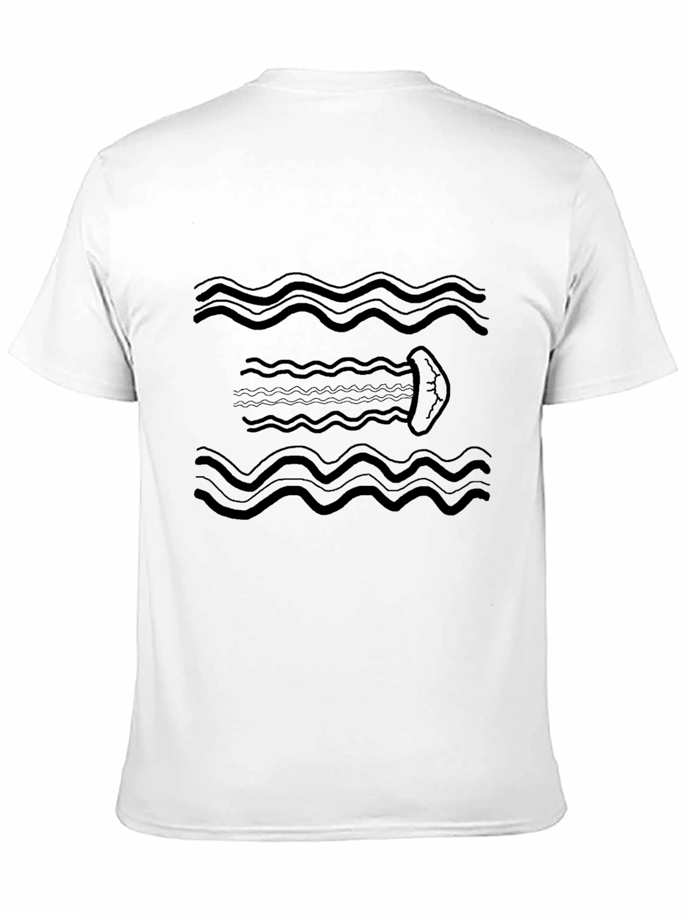 Black Wavy Jellyfish Black Graphic Tee view 11