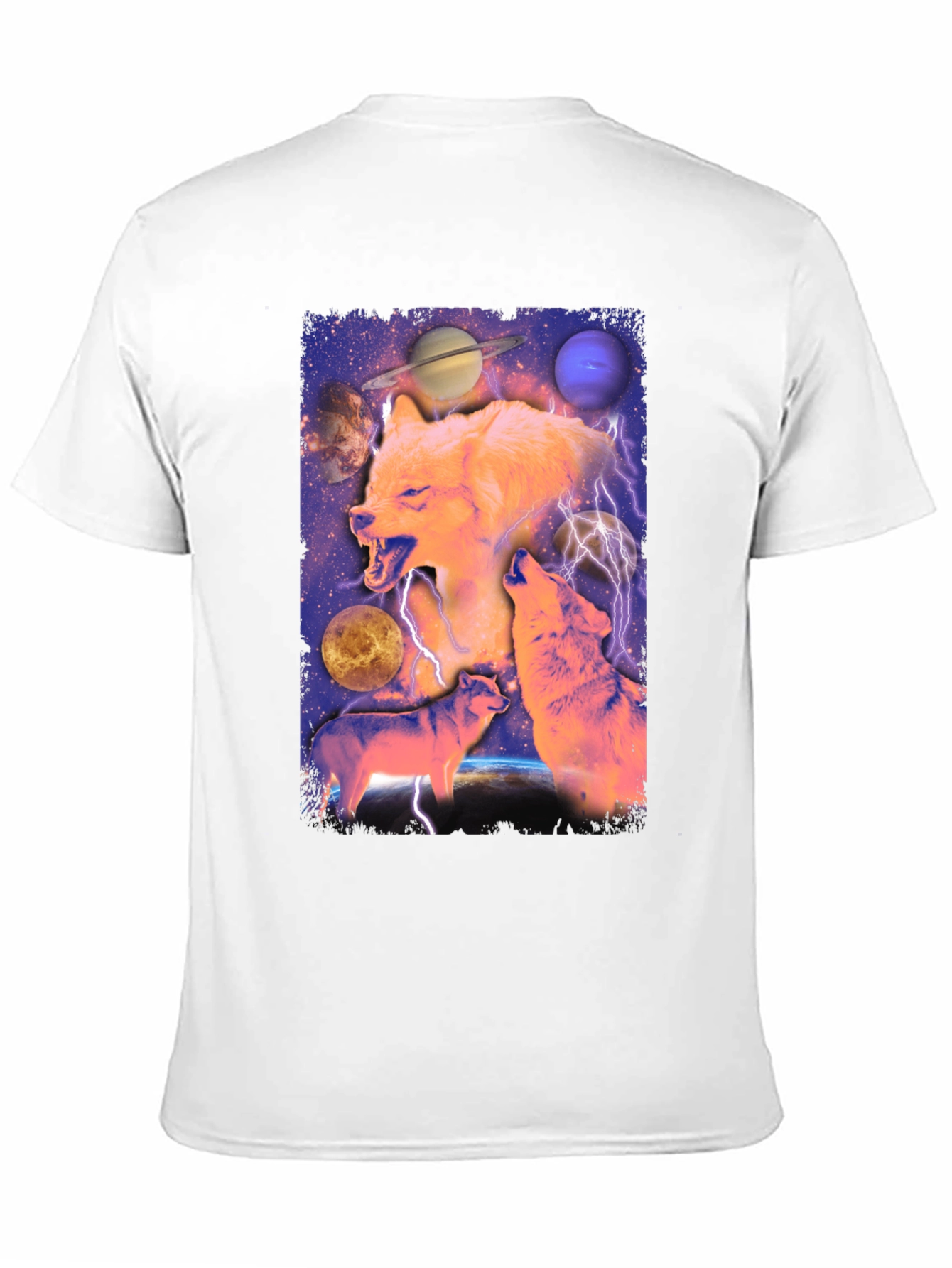 Black Wolf Galaxy Graphic Print Tee view 11