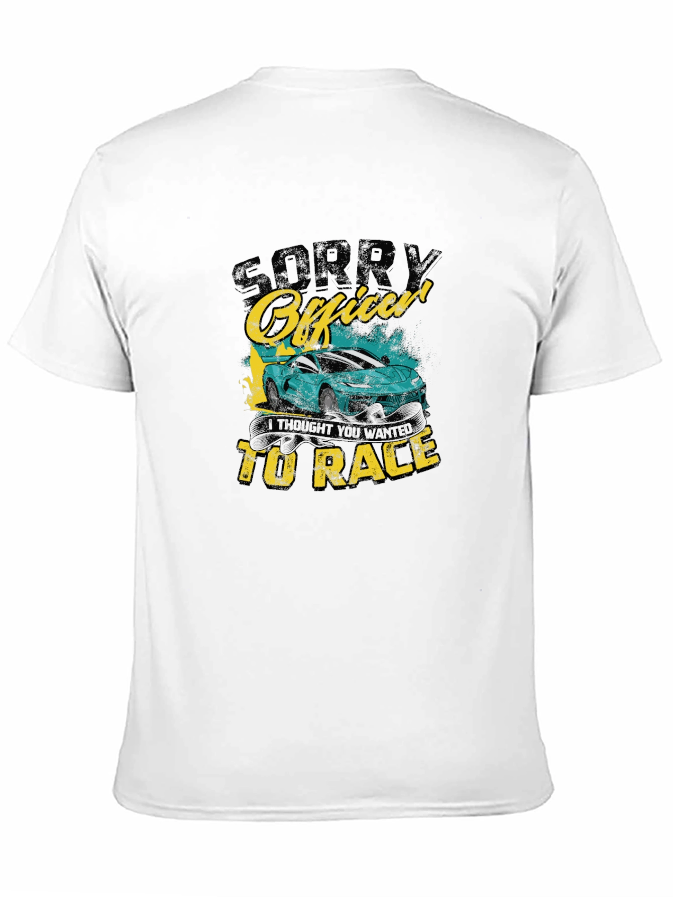 Black Sorry Officer Funny Car Racing T-Shirt view 11