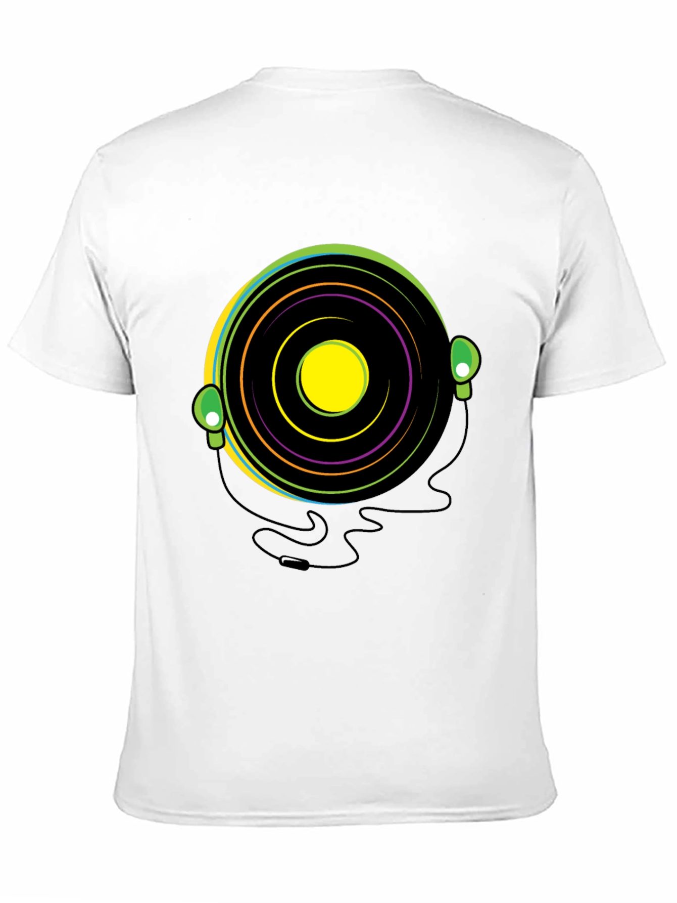 Black Groovy Vinyl Record Headphone T-Shirt view 11