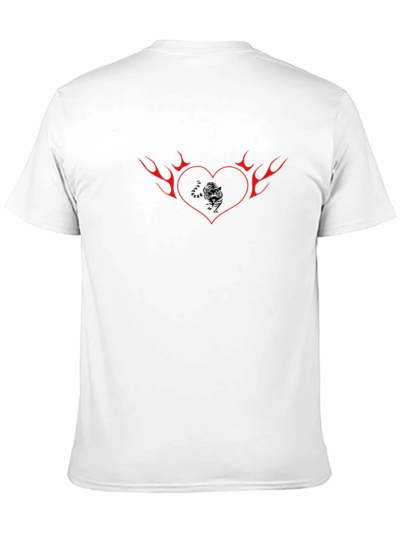 Black Flaming Heart Tiger Graphic Tee - Cool Black T-Shirt view 11