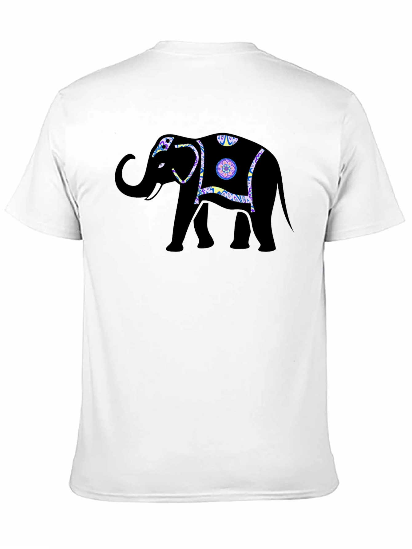 Black Elephant Graphic Print Crew Neck T-Shirt view 11