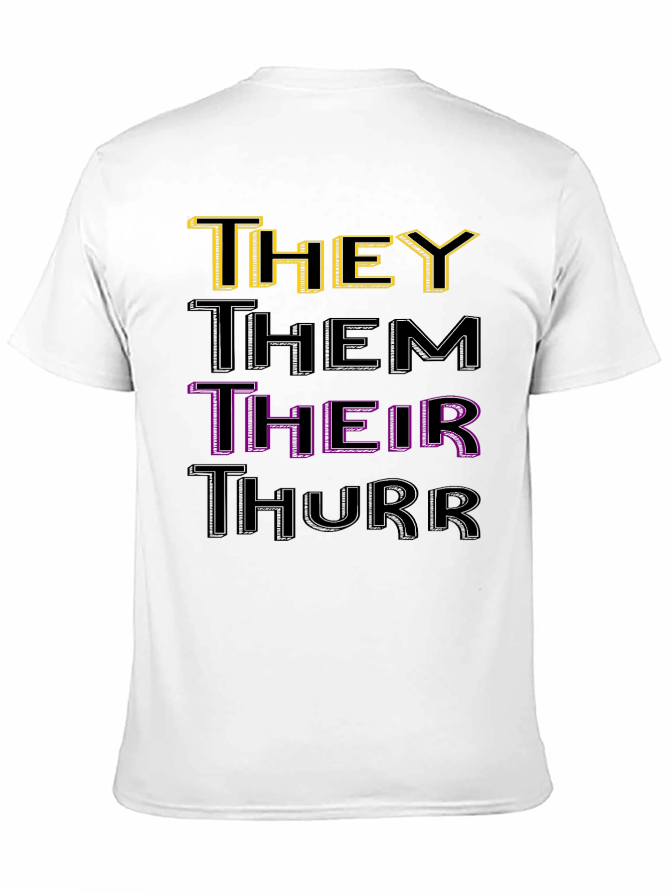 Black Pronoun T-Shirt: They, Them, Their, Thurr - Black view 11