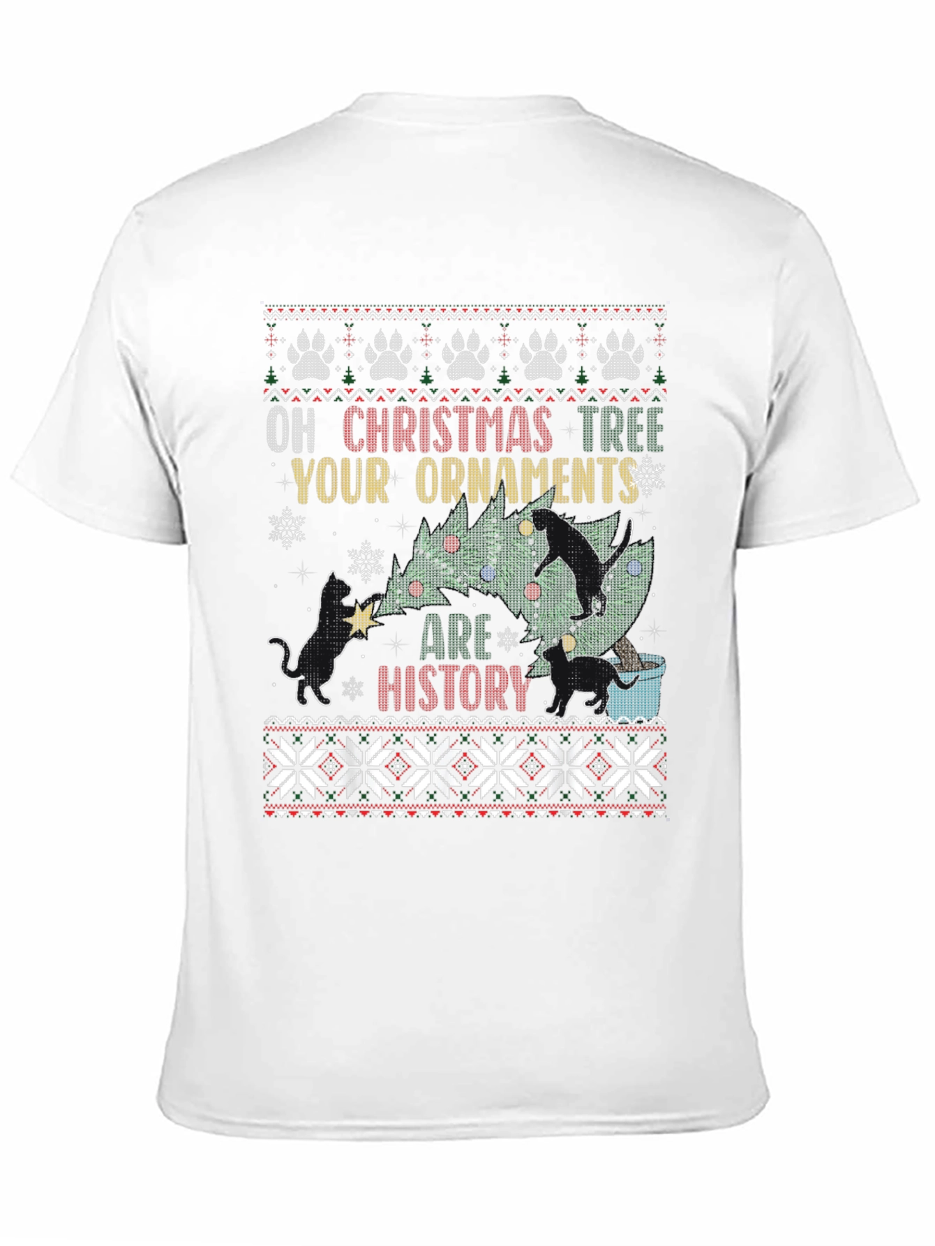 Black Funny Christmas Cat T-Shirt view 11