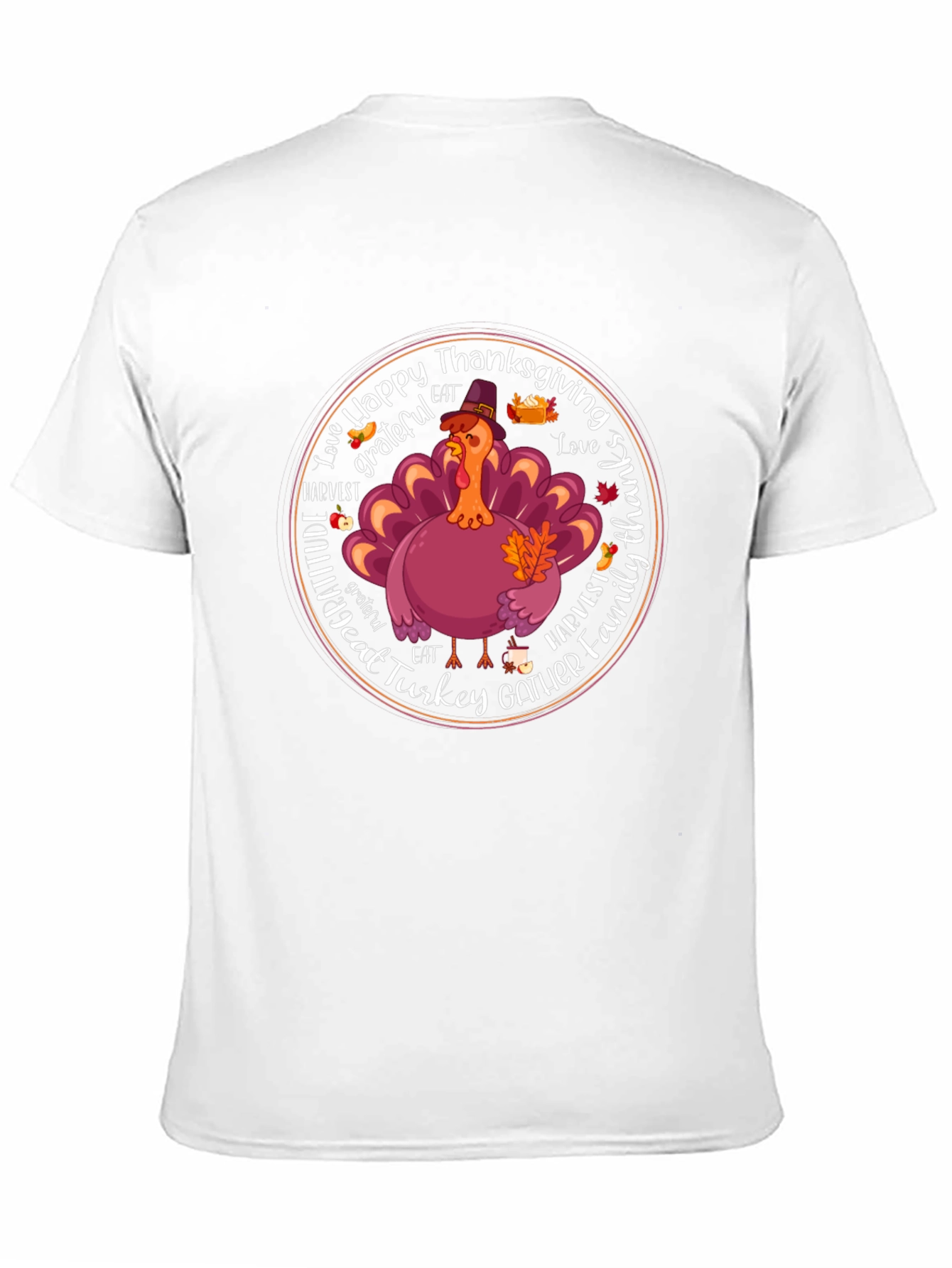 Black Happy Thanksgiving Turkey Graphic T-Shirt view 11