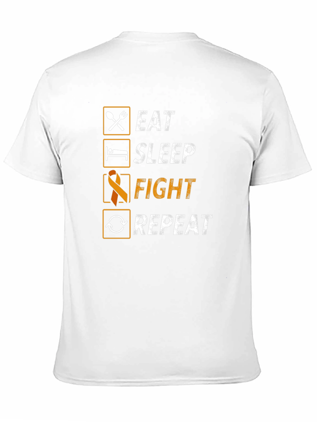 Black Eat Sleep Fight Repeat Awareness T-Shirt view 11